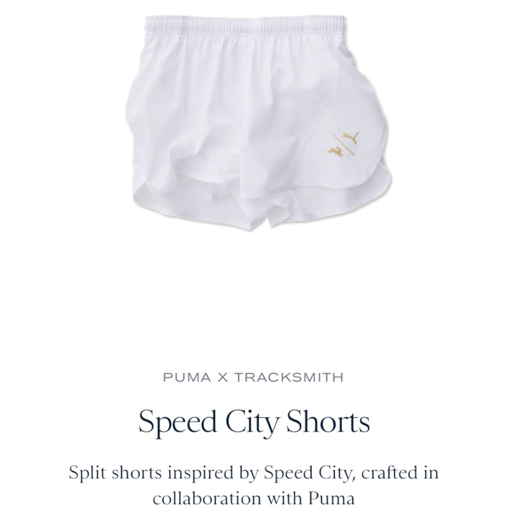 Puma x Tracksmith White Speed City Running Shorts - M, NWT